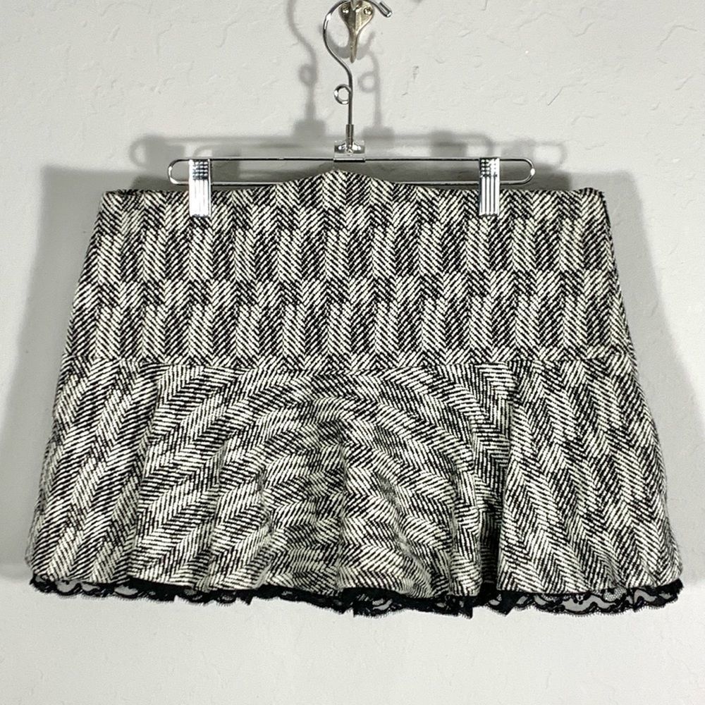 PINKO Herringbone Tweed Mini Skirt Size 10 Made in Italy